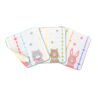 3枚セットポペット2　クマ・ネコ・ウサギ ハンカチ