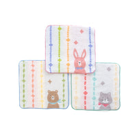 3枚セットポペット2　クマ・ネコ・ウサギ ハンカチ
